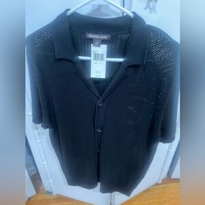 Michael Kors Black Short Sleeve Polo Sweater